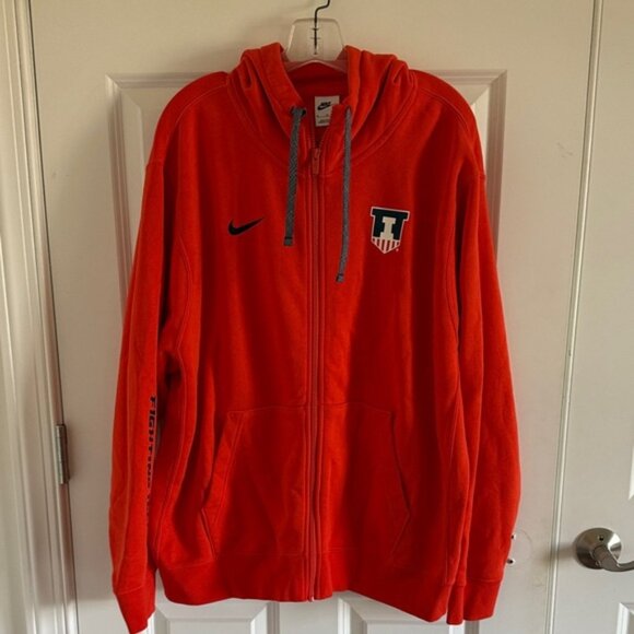 Nike Vibrant Orange Full-Zip Hoodie University of Illinois Size XL - Picture 1 of 8